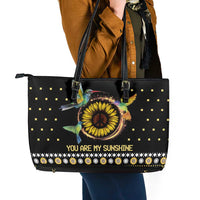 Hummingbird Sunflower Christmas Leather Tote Bag You Are My Sunshine - Wonder Print Shop