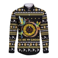 Hummingbird Sunflower Christmas Long Sleeve Button Shirt You Are My Sunshine - Wonder Print Shop