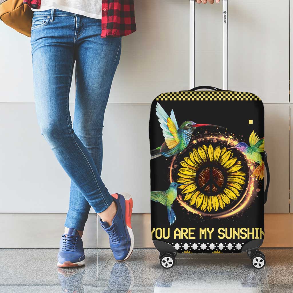 Hummingbird Sunflower Christmas Luggage Cover You Are My Sunshine - Wonder Print Shop