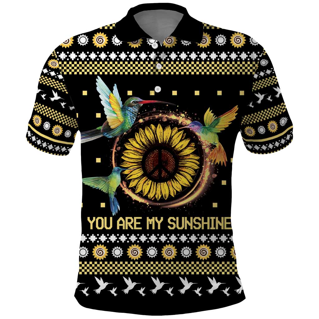 Hummingbird Sunflower Christmas Polo Shirt You Are My Sunshine - Wonder Print Shop