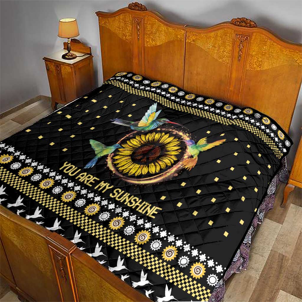 Hummingbird Sunflower Christmas Quilt You Are My Sunshine - Wonder Print Shop
