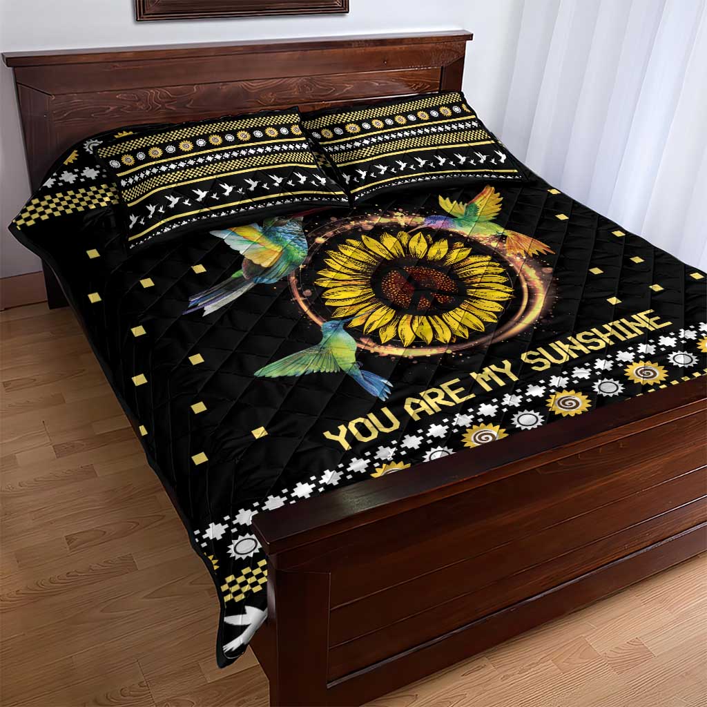 Hummingbird Sunflower Christmas Quilt Bed Set You Are My Sunshine - Wonder Print Shop