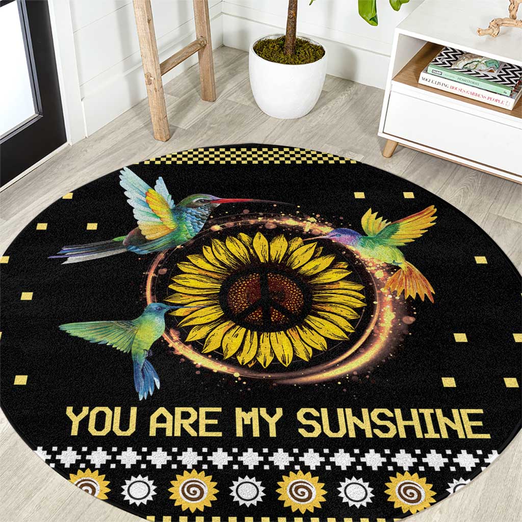 Hummingbird Sunflower Christmas Round Carpet You Are My Sunshine