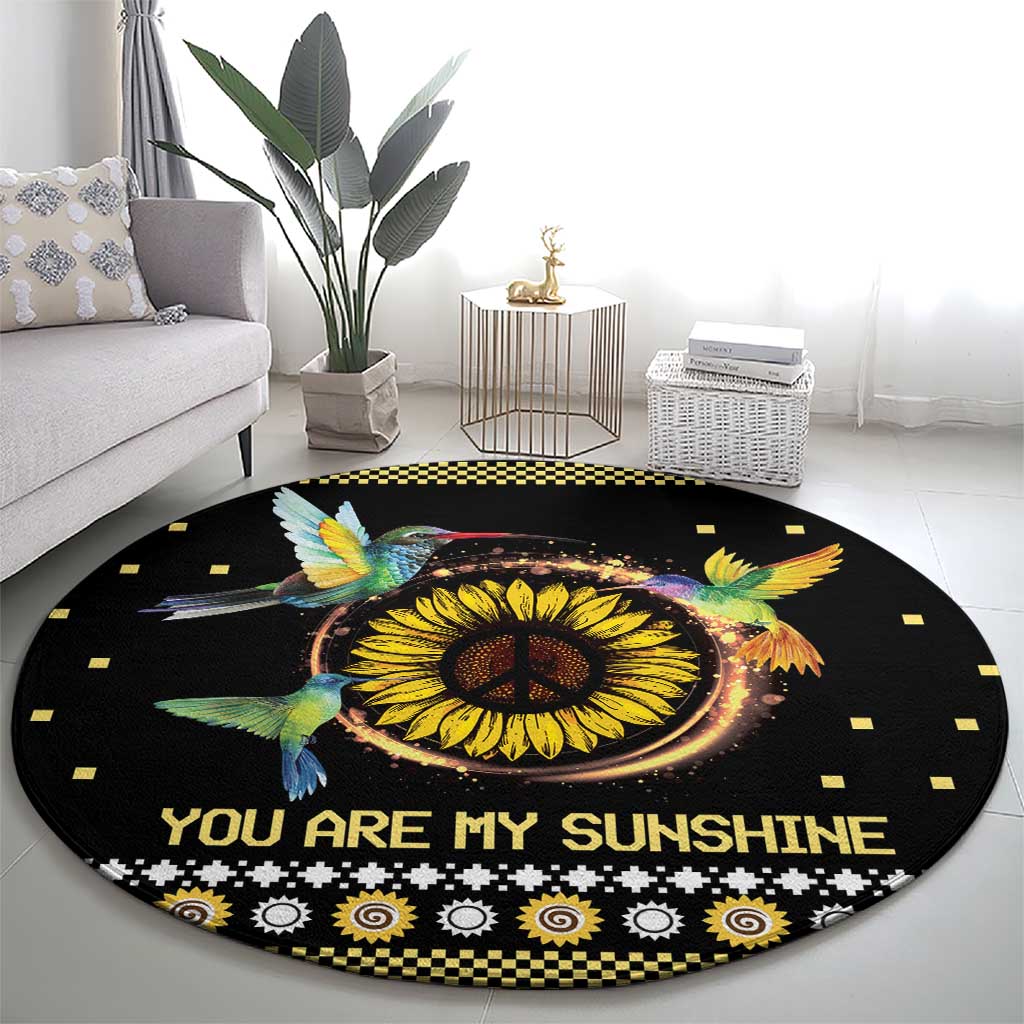 Hummingbird Sunflower Christmas Round Carpet You Are My Sunshine