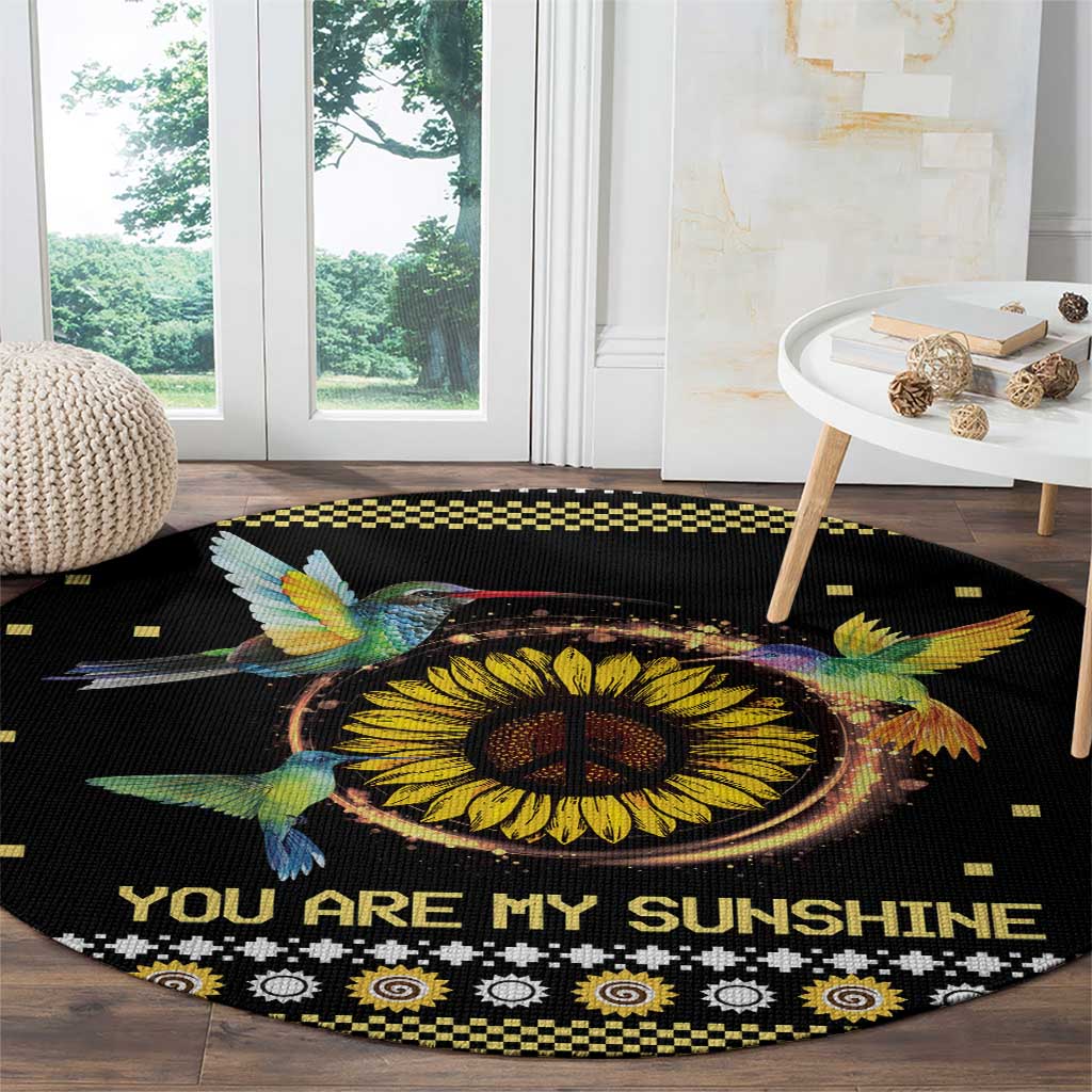 Hummingbird Sunflower Christmas Round Carpet You Are My Sunshine