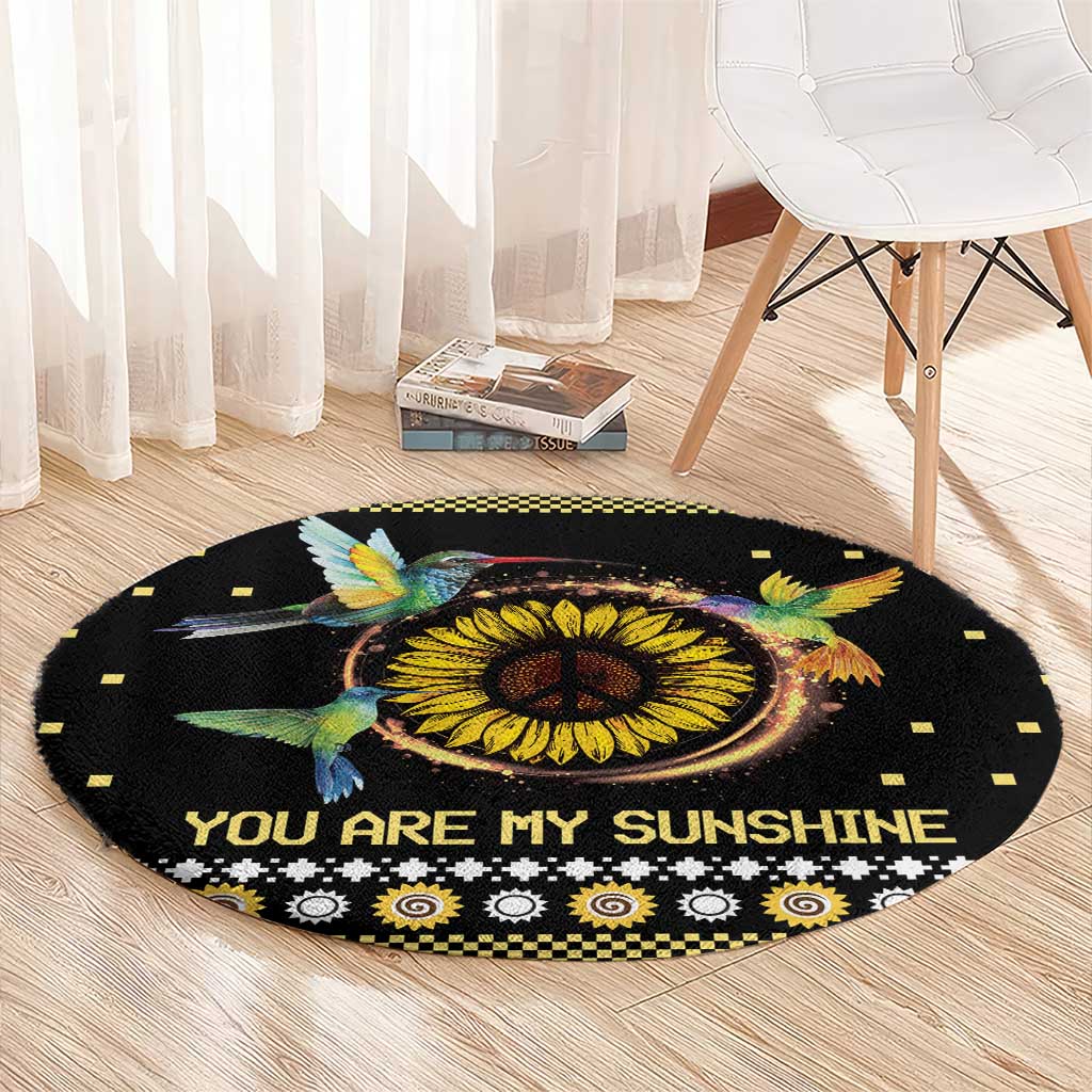 Hummingbird Sunflower Christmas Round Carpet You Are My Sunshine
