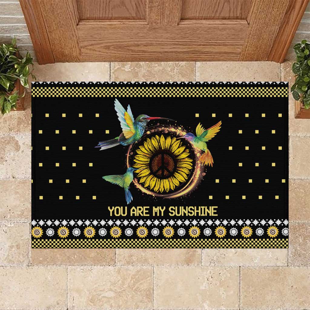Hummingbird Sunflower Christmas Rubber Doormat You Are My Sunshine - Wonder Print Shop