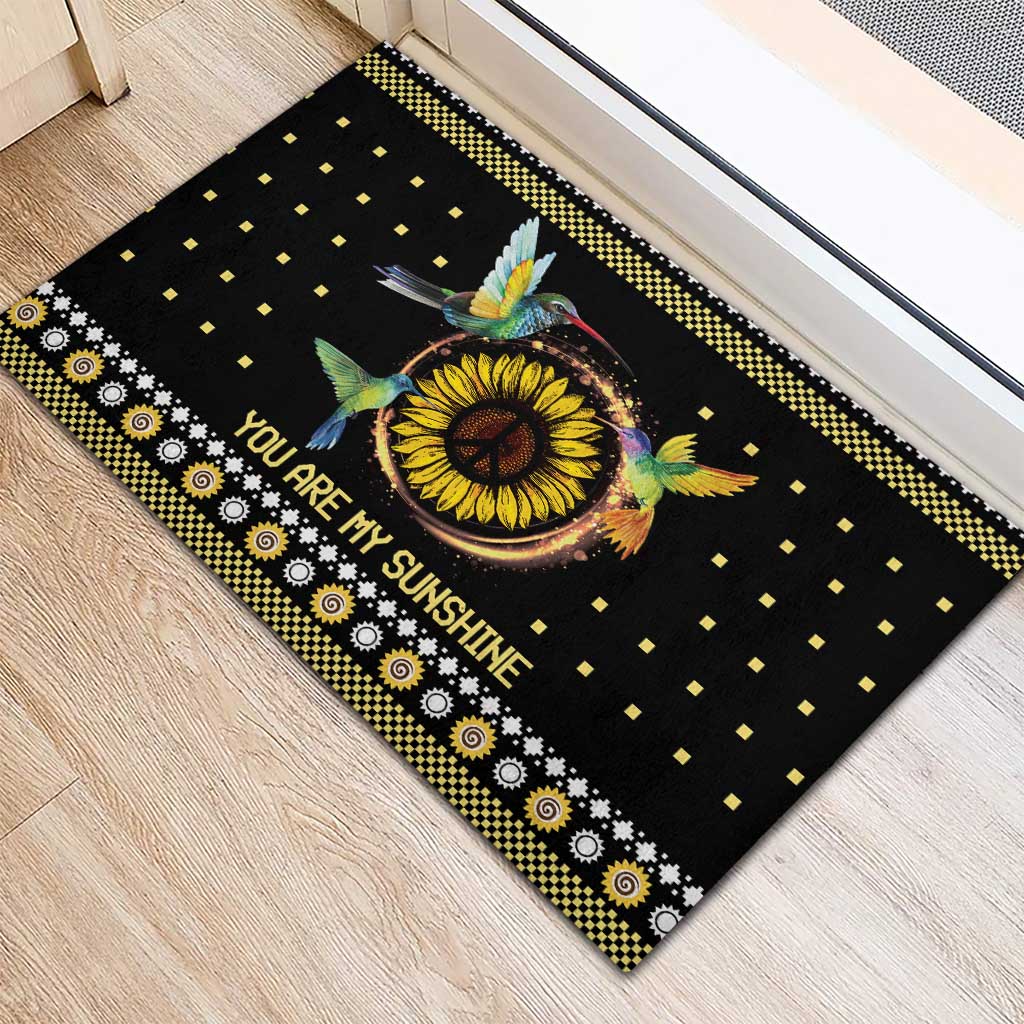 Hummingbird Sunflower Christmas Rubber Doormat You Are My Sunshine - Wonder Print Shop