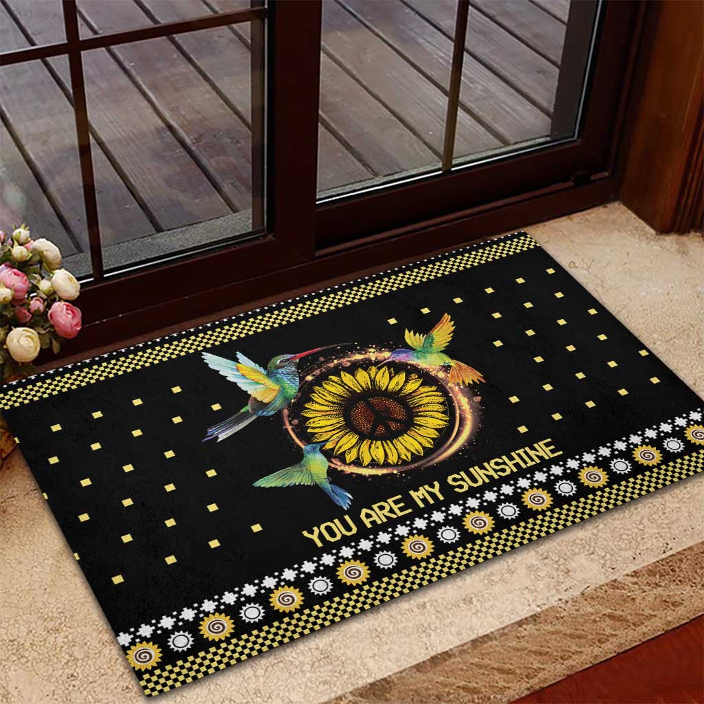 Hummingbird Sunflower Christmas Rubber Doormat You Are My Sunshine - Wonder Print Shop