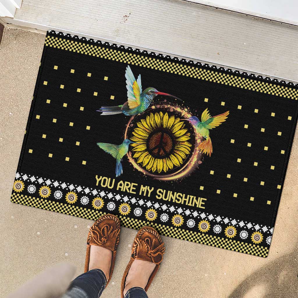 Hummingbird Sunflower Christmas Rubber Doormat You Are My Sunshine - Wonder Print Shop