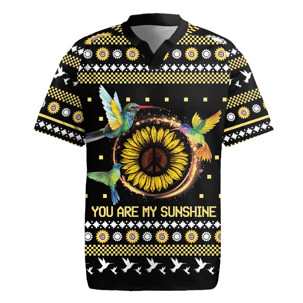 Hummingbird Sunflower Christmas Rugby Jersey You Are My Sunshine - Wonder Print Shop