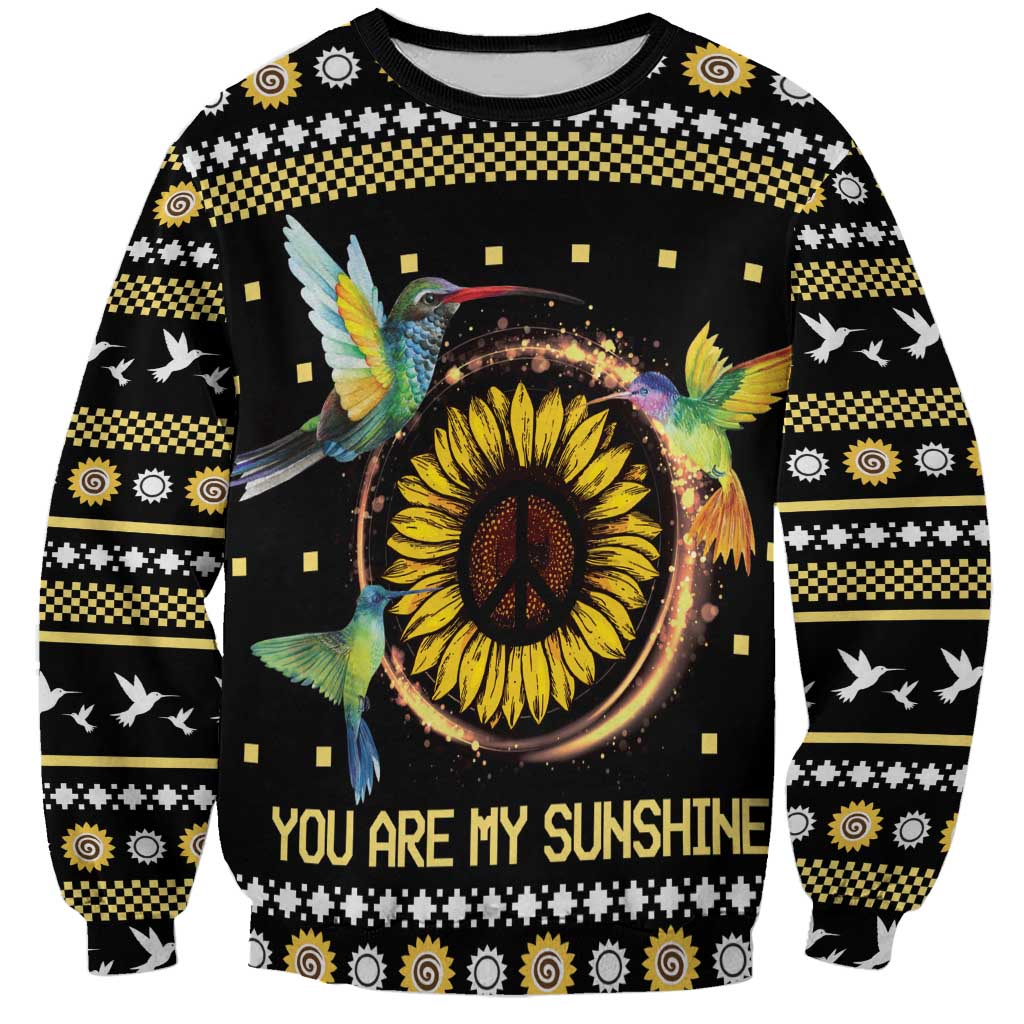 Hummingbird Sunflower Christmas Sweatshirt You Are My Sunshine - Wonder Print Shop