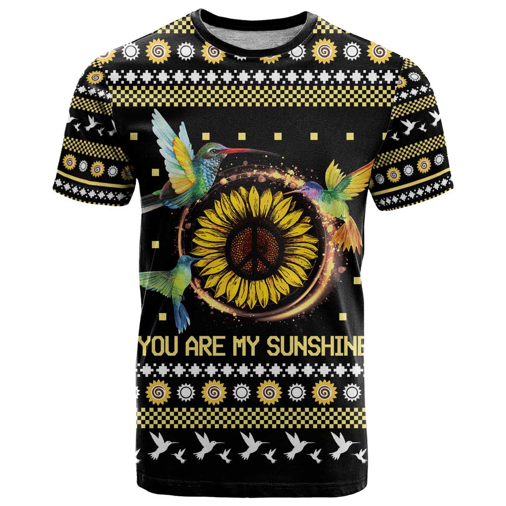 Hummingbird Sunflower Christmas T Shirt You Are My Sunshine - Wonder Print Shop