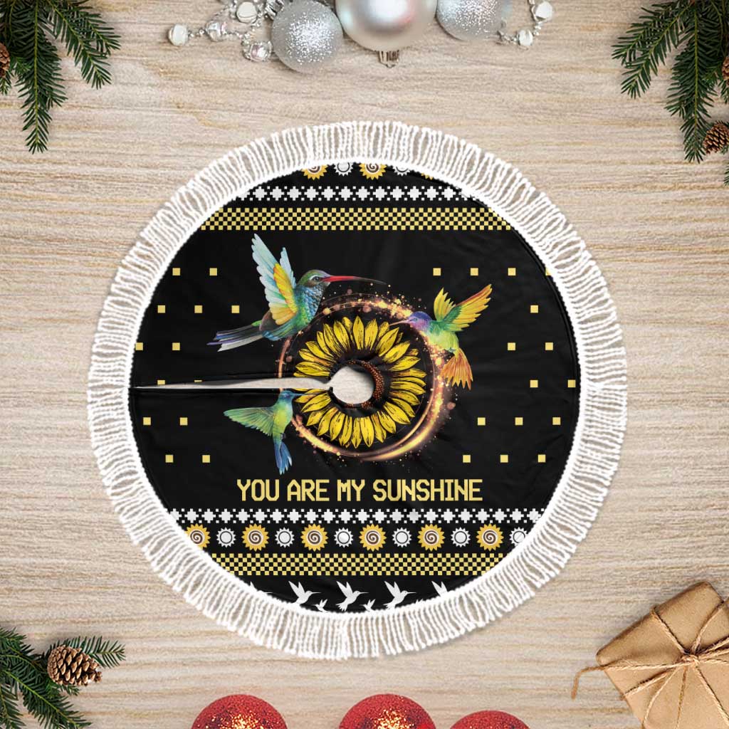 Hummingbird Sunflower Christmas Tree Skirt You Are My Sunshine - Wonder Print Shop