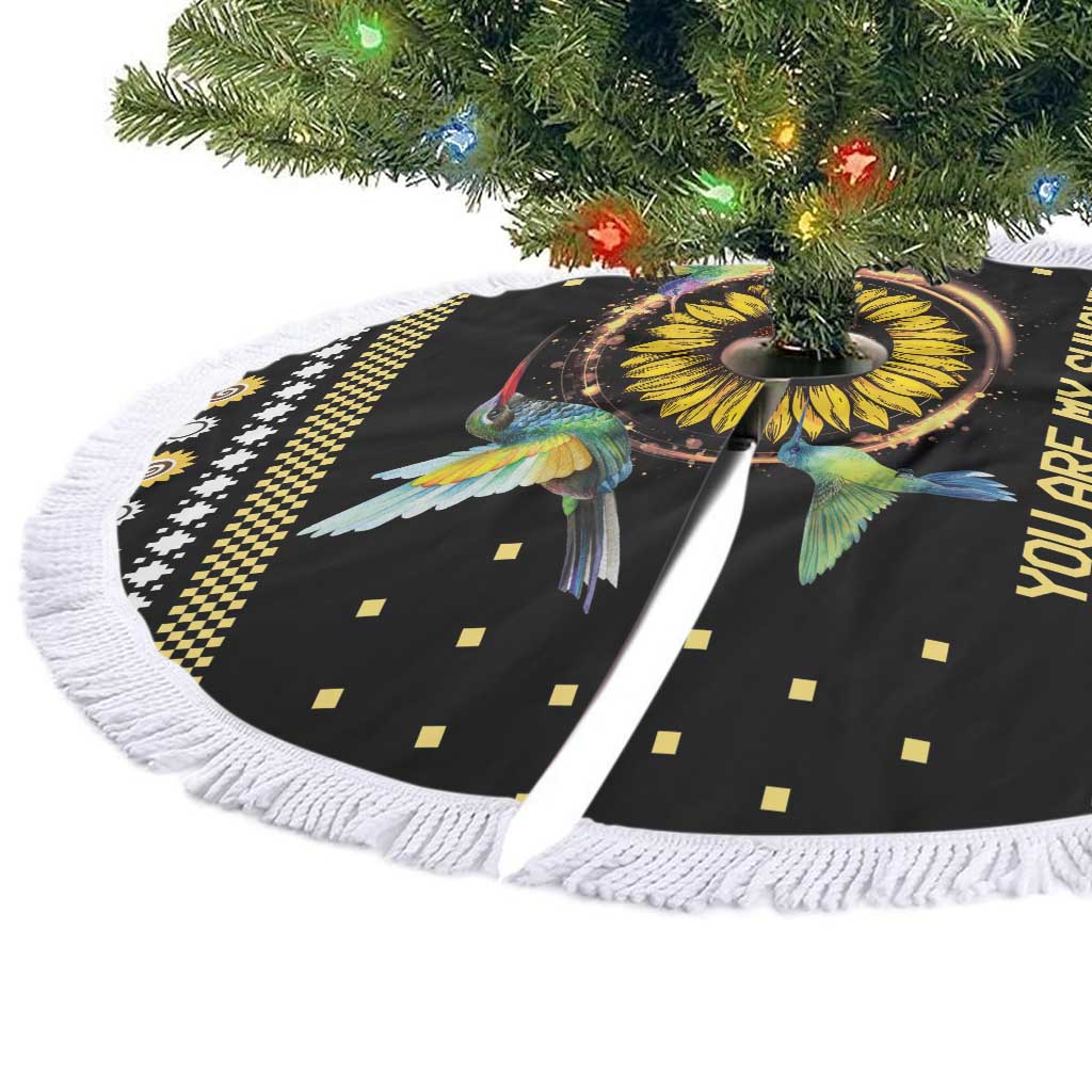 Hummingbird Sunflower Christmas Tree Skirt You Are My Sunshine - Wonder Print Shop