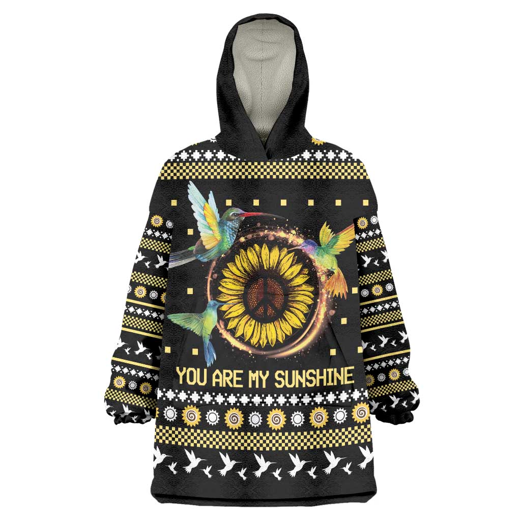 Hummingbird Sunflower Christmas Wearable Blanket Hoodie You Are My Sunshine - Wonder Print Shop