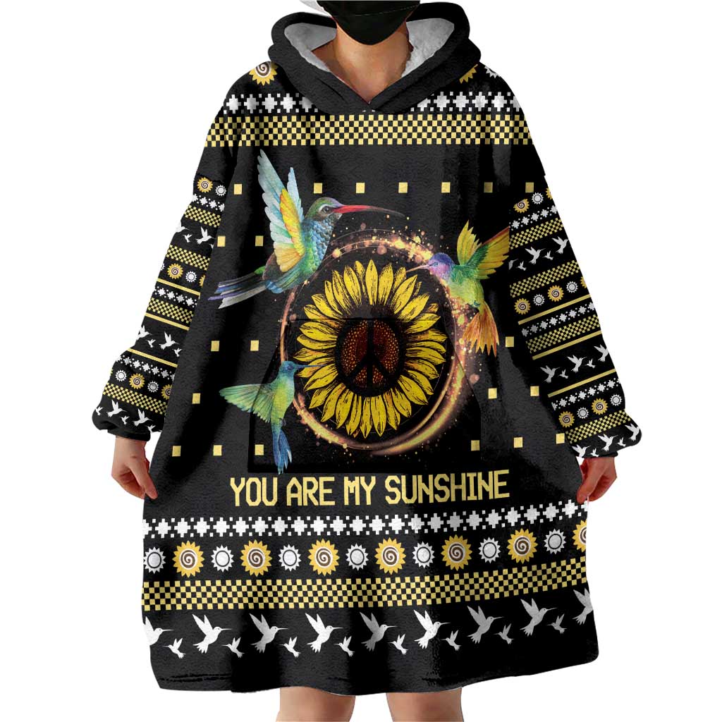 Hummingbird Sunflower Christmas Wearable Blanket Hoodie You Are My Sunshine - Wonder Print Shop
