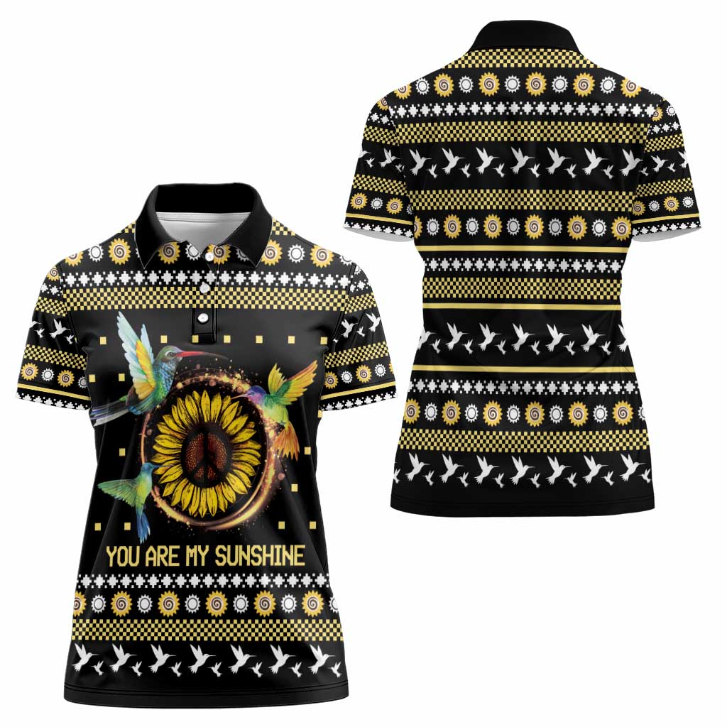 Hummingbird Sunflower Christmas Women Polo Shirt You Are My Sunshine - Wonder Print Shop