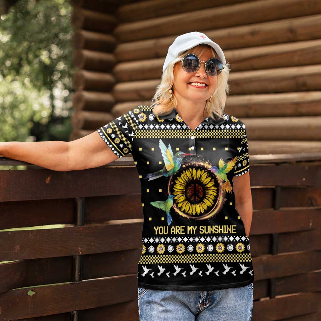 Hummingbird Sunflower Christmas Women Polo Shirt You Are My Sunshine - Wonder Print Shop