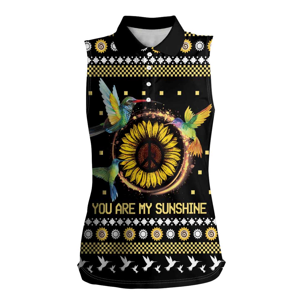 Hummingbird Sunflower Christmas Women Sleeveless Polo Shirt You Are My Sunshine - Wonder Print Shop