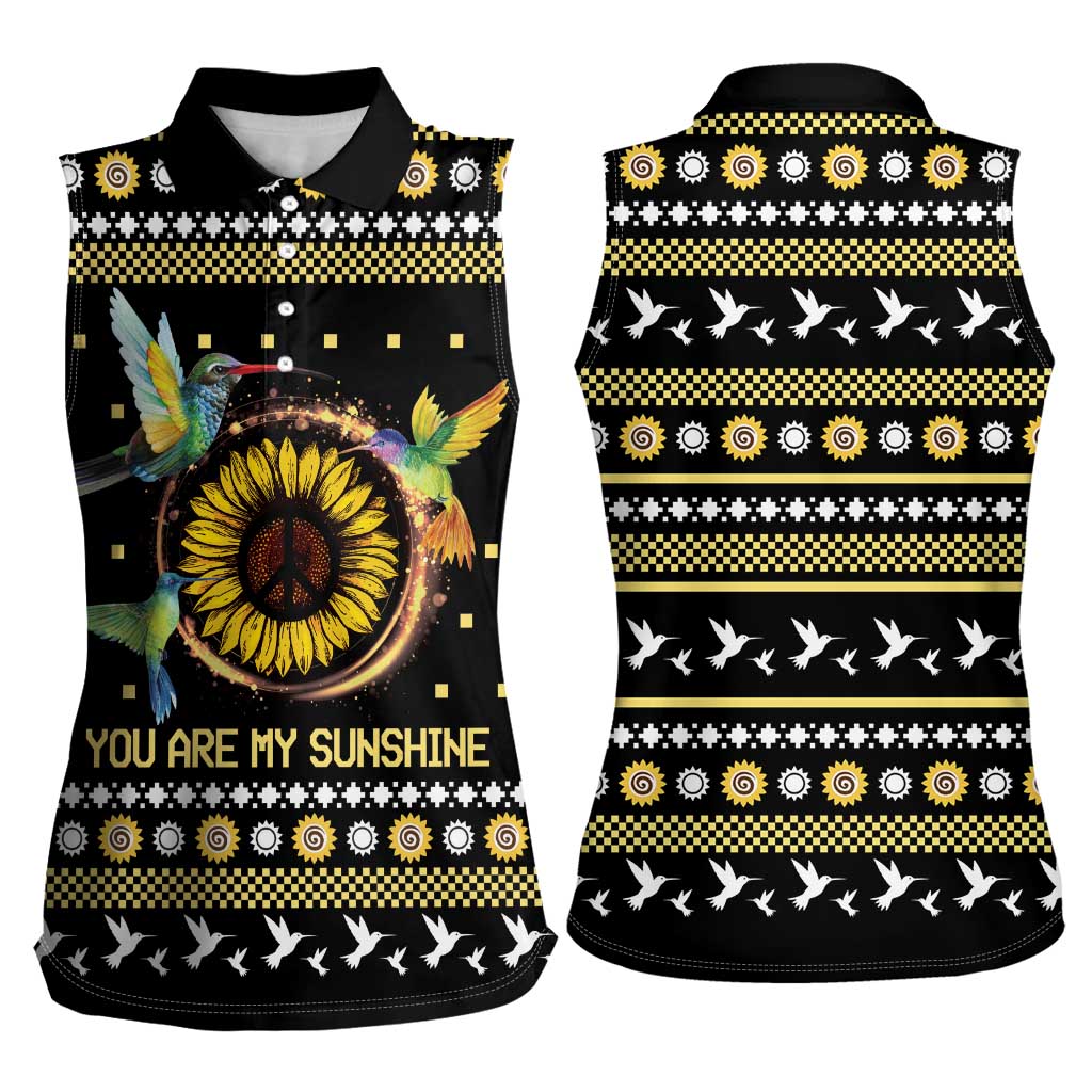 Hummingbird Sunflower Christmas Women Sleeveless Polo Shirt You Are My Sunshine - Wonder Print Shop
