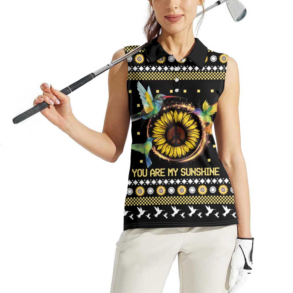 Hummingbird Sunflower Christmas Women Sleeveless Polo Shirt You Are My Sunshine - Wonder Print Shop