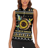 Hummingbird Sunflower Christmas Women Sleeveless Polo Shirt You Are My Sunshine - Wonder Print Shop