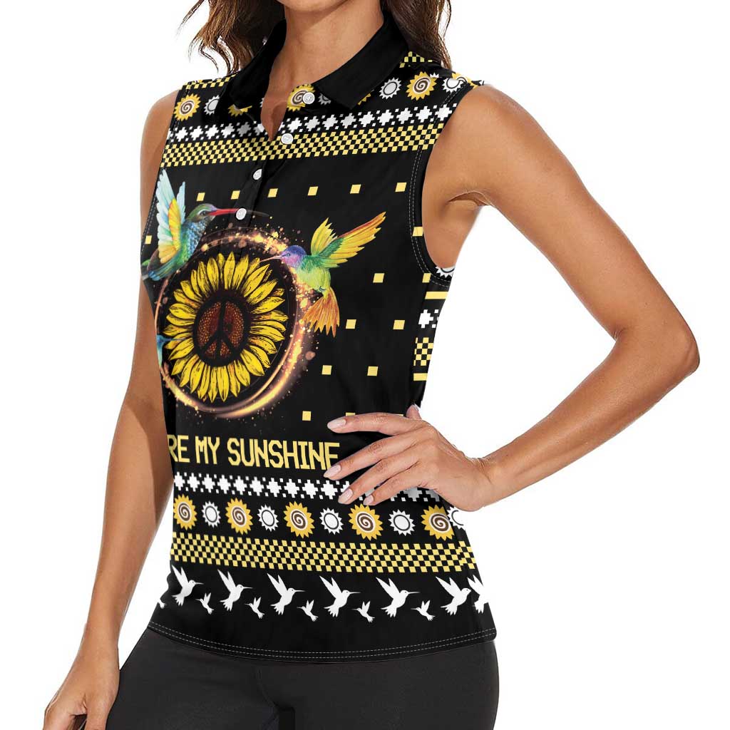 Hummingbird Sunflower Christmas Women Sleeveless Polo Shirt You Are My Sunshine - Wonder Print Shop