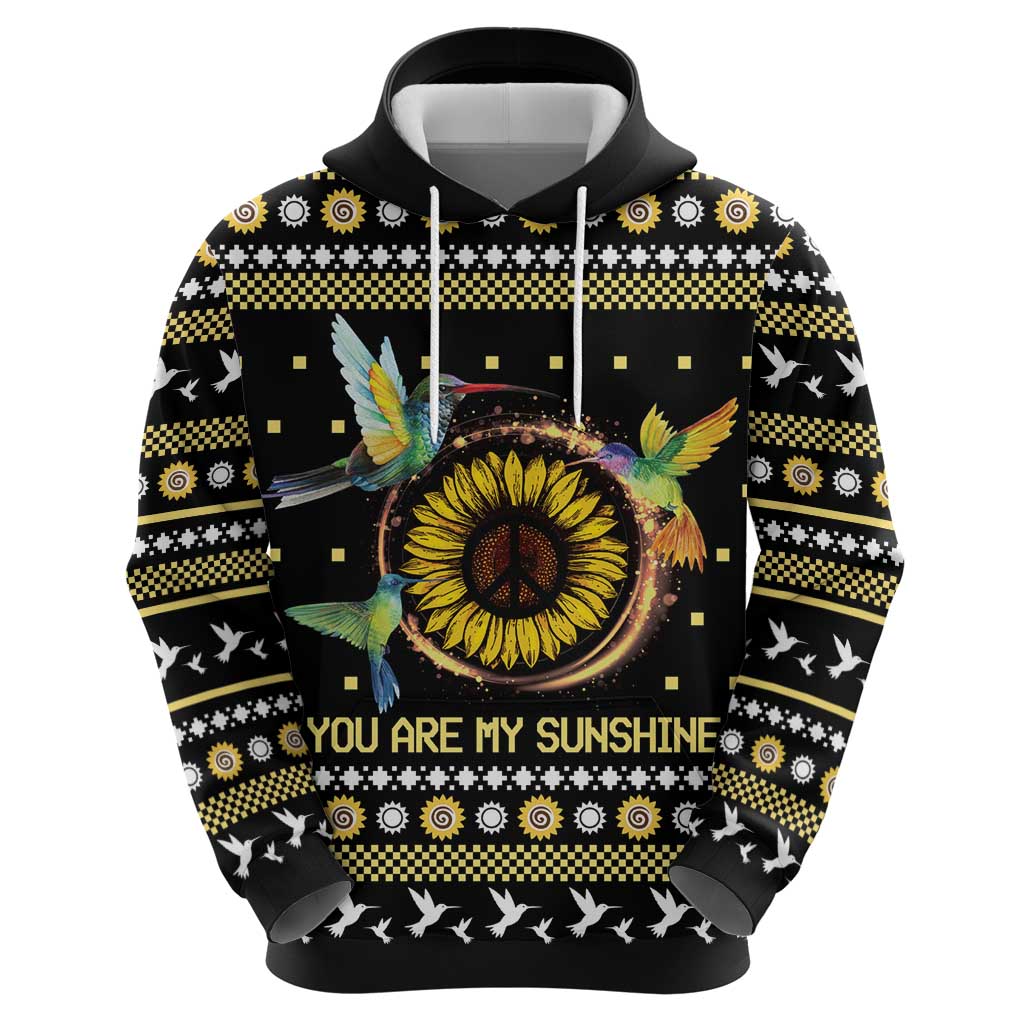 Hummingbird Sunflower Christmas Zip Hoodie You Are My Sunshine - Wonder Print Shop