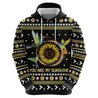 Hummingbird Sunflower Christmas Zip Hoodie You Are My Sunshine - Wonder Print Shop