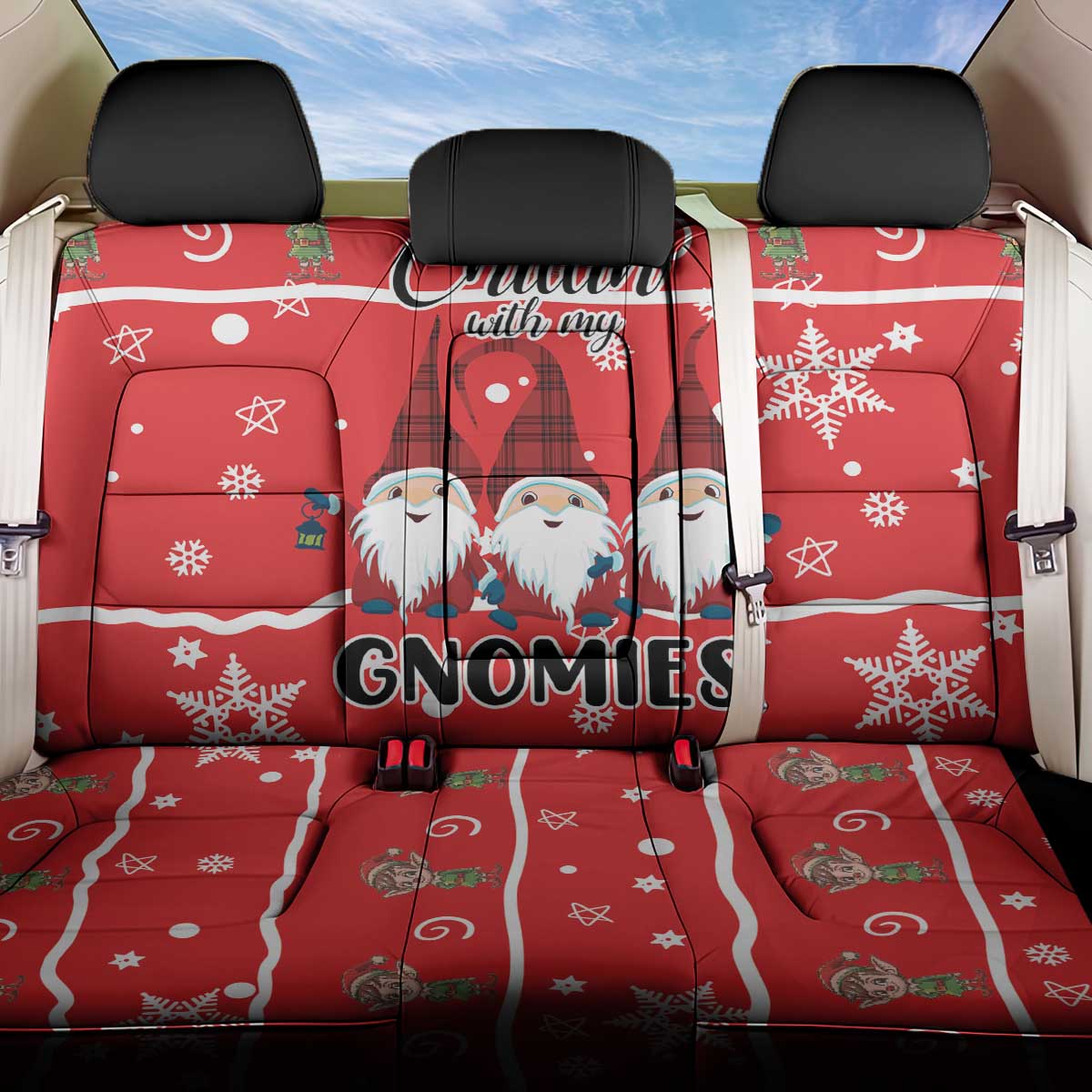 Chillin With My Gnomies Back Car Seat Cover Merry Christmas - Wonder Print Shop