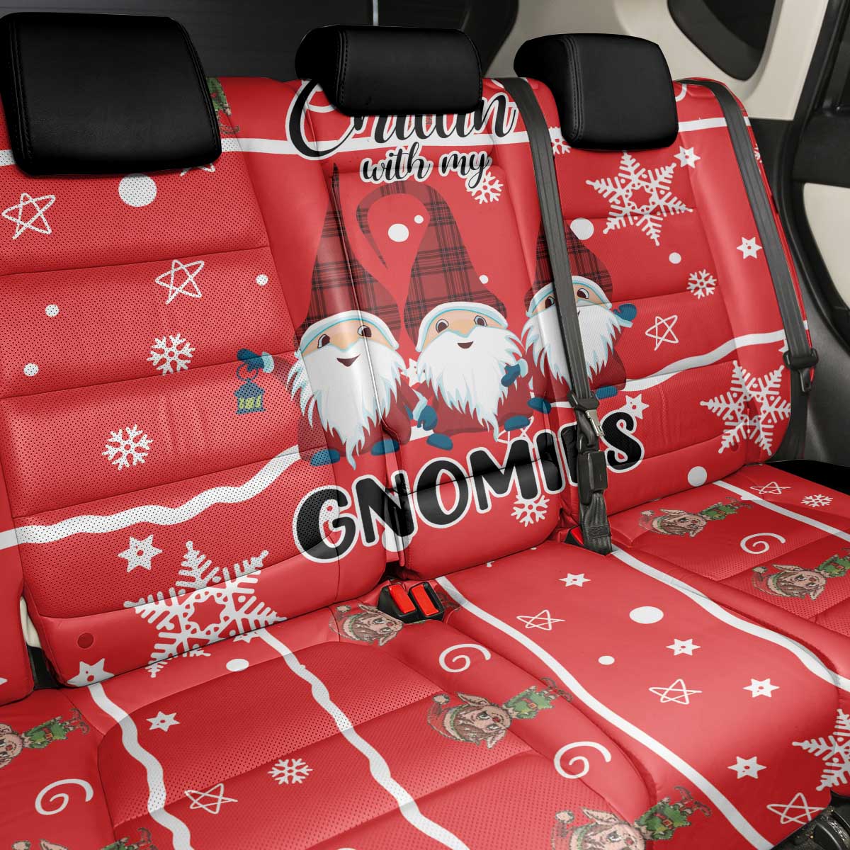 Chillin With My Gnomies Back Car Seat Cover Merry Christmas - Wonder Print Shop