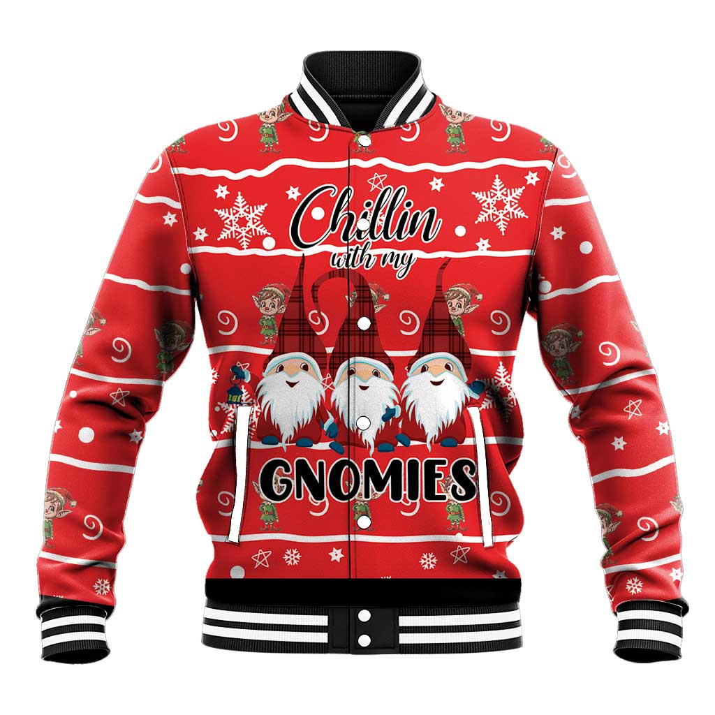 Chillin With My Gnomies Baseball Jacket Merry Christmas - Wonder Print Shop