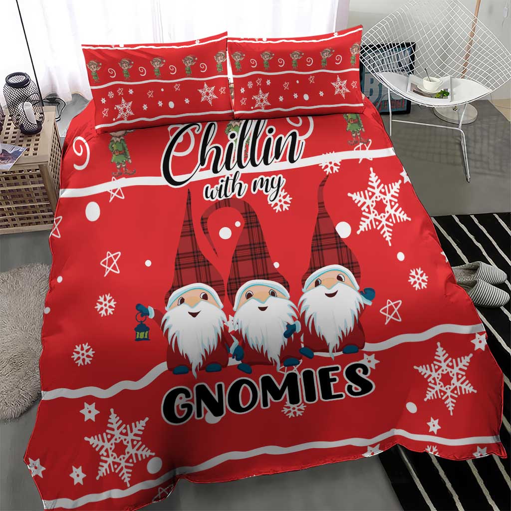Chillin With My Gnomies Bedding Set Merry Christmas - Wonder Print Shop