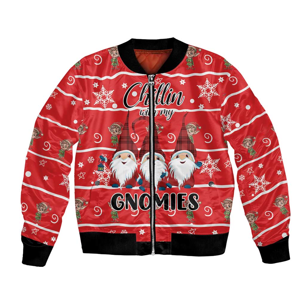Chillin With My Gnomies Bomber Jacket Merry Christmas - Wonder Print Shop