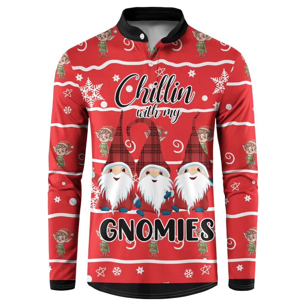 Chillin With My Gnomies Button Sweatshirt Merry Christmas - Wonder Print Shop