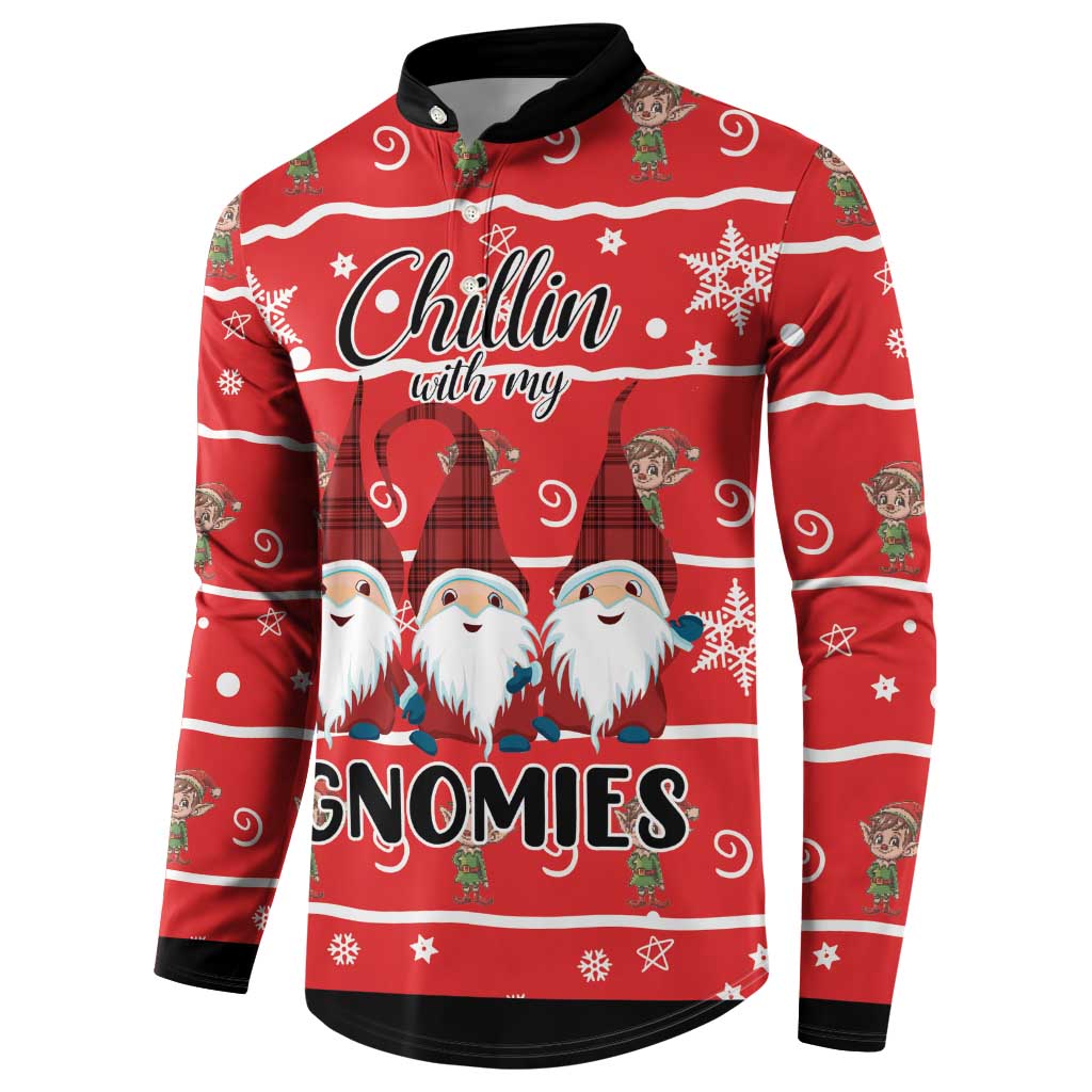 Chillin With My Gnomies Button Sweatshirt Merry Christmas - Wonder Print Shop