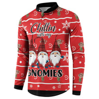 Chillin With My Gnomies Button Sweatshirt Merry Christmas - Wonder Print Shop