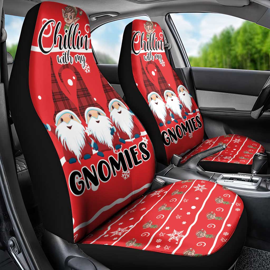Chillin With My Gnomies Car Seat Cover Merry Christmas - Wonder Print Shop