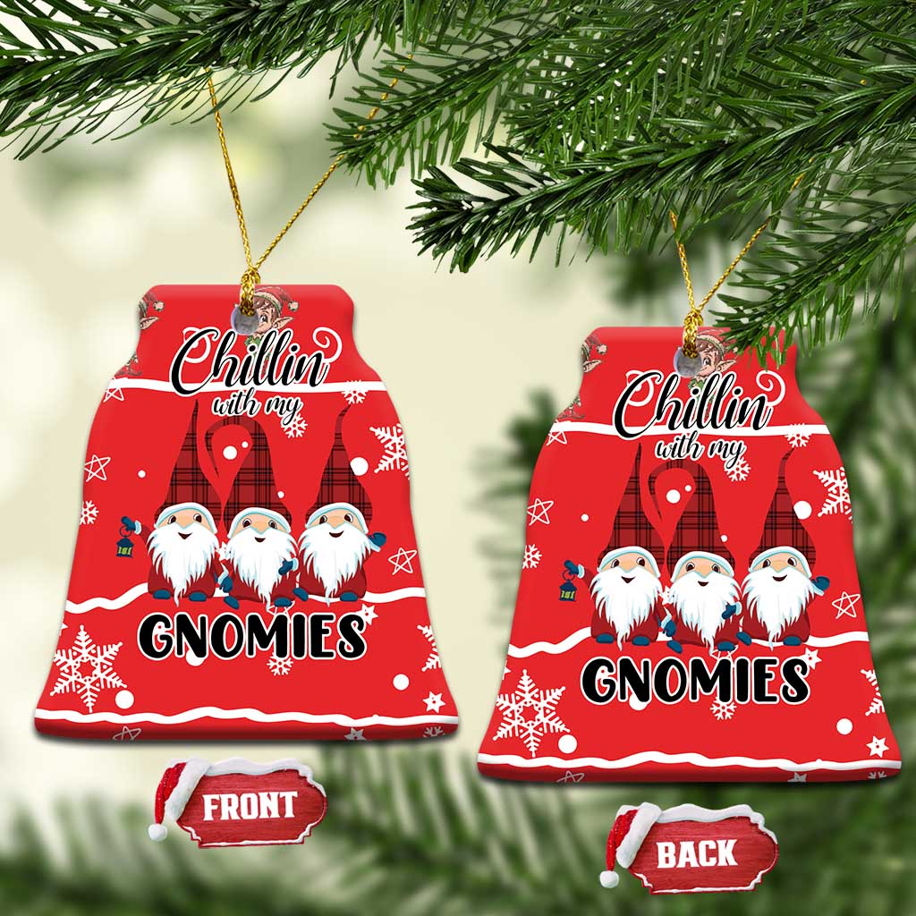Chillin With My Gnomies Ceramic Ornament Merry Christmas - Wonder Print Shop