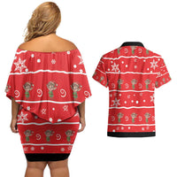 Chillin With My Gnomies Couples Matching Off Shoulder Short Dress and Hawaiian Shirt Merry Christmas - Wonder Print Shop
