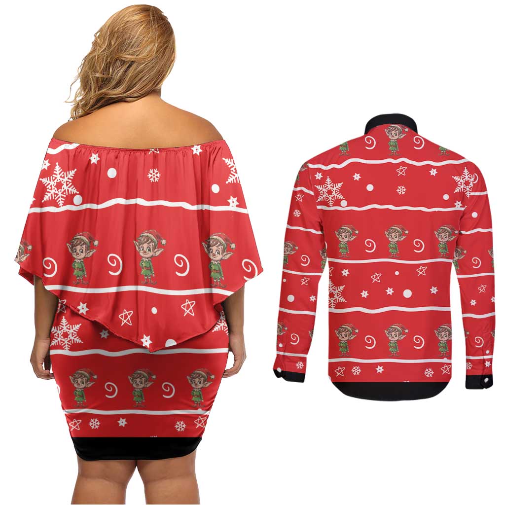 Chillin With My Gnomies Couples Matching Off Shoulder Short Dress and Long Sleeve Button Shirt Merry Christmas - Wonder Print Shop