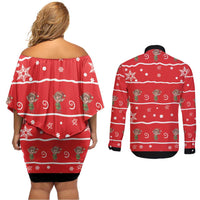 Chillin With My Gnomies Couples Matching Off Shoulder Short Dress and Long Sleeve Button Shirt Merry Christmas - Wonder Print Shop