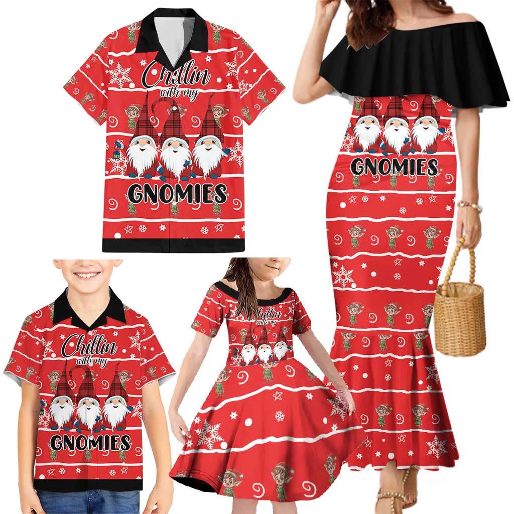 Chillin With My Gnomies Family Matching Mermaid Dress and Hawaiian Shirt Merry Christmas - Wonder Print Shop