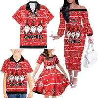 Chillin With My Gnomies Family Matching Off The Shoulder Long Sleeve Dress and Hawaiian Shirt Merry Christmas - Wonder Print Shop