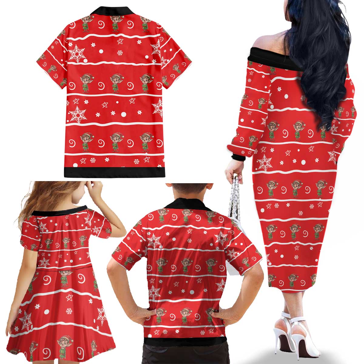 Chillin With My Gnomies Family Matching Off The Shoulder Long Sleeve Dress and Hawaiian Shirt Merry Christmas - Wonder Print Shop