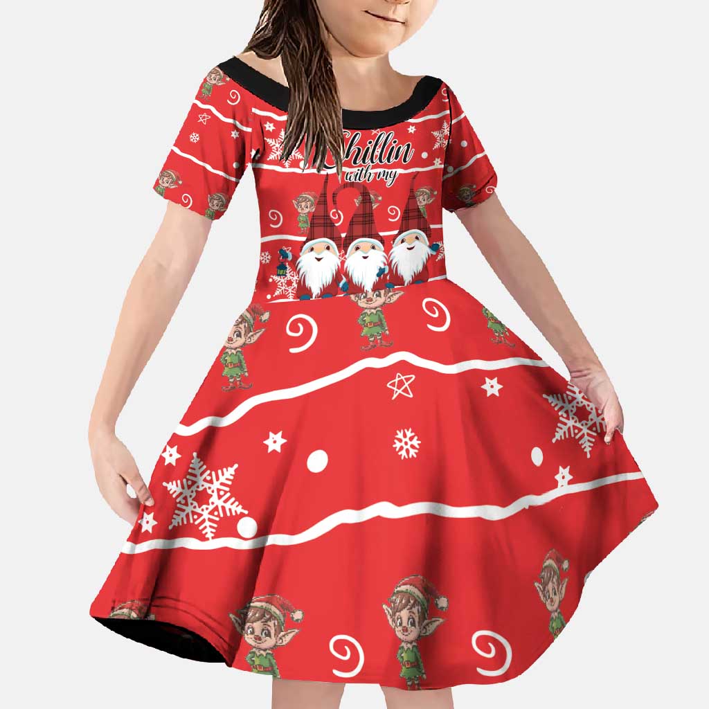 Chillin With My Gnomies Family Matching Off Shoulder Maxi Dress and Hawaiian Shirt Merry Christmas - Wonder Print Shop