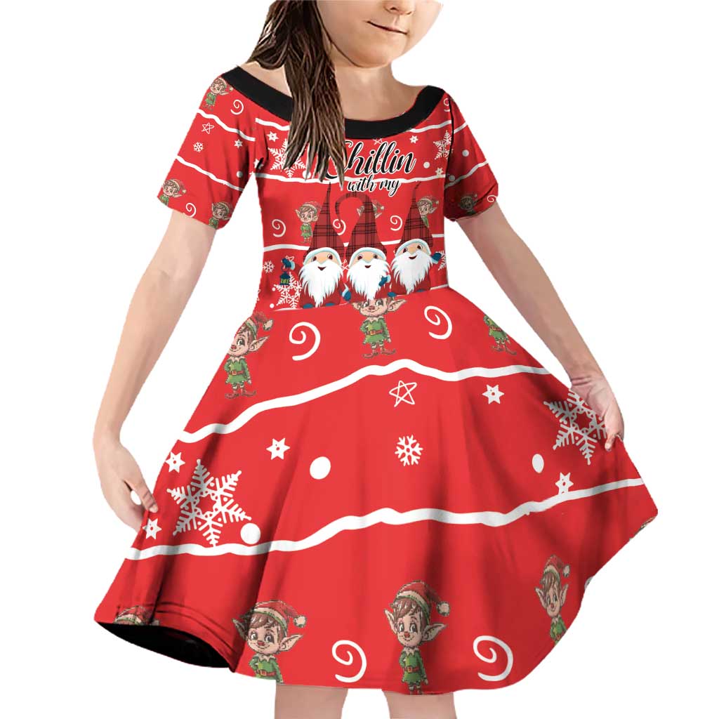 Chillin With My Gnomies Family Matching Off Shoulder Short Dress and Hawaiian Shirt Merry Christmas - Wonder Print Shop