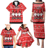 Chillin With My Gnomies Family Matching Puletasi and Hawaiian Shirt Merry Christmas - Wonder Print Shop