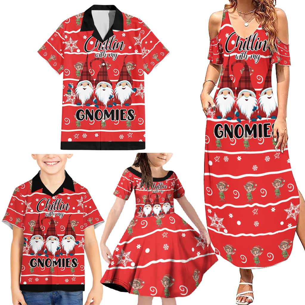 Chillin With My Gnomies Family Matching Summer Maxi Dress and Hawaiian Shirt Merry Christmas - Wonder Print Shop